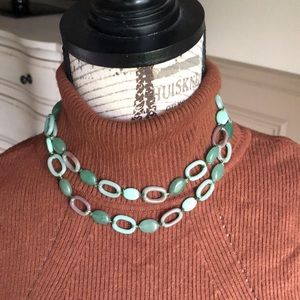 Green and Taupe Link Necklace